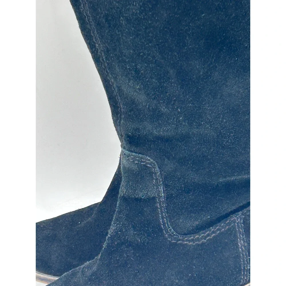 Nine West Vintage America Collection Frolic Black Suede Boots Size 6.5 Leather